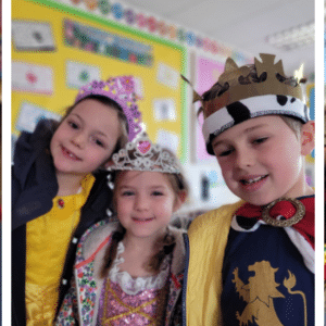 students dressed as members of royalty